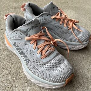 🚫SOLD…Hoka One One Women's Gray and Orange Running Shoes